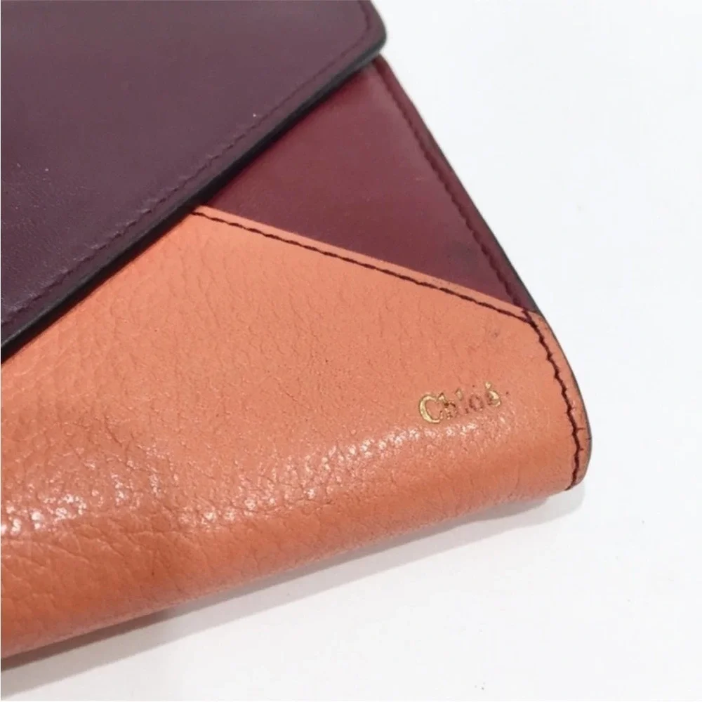 Chloe Tricolor Leather Envelope Snap Wallet